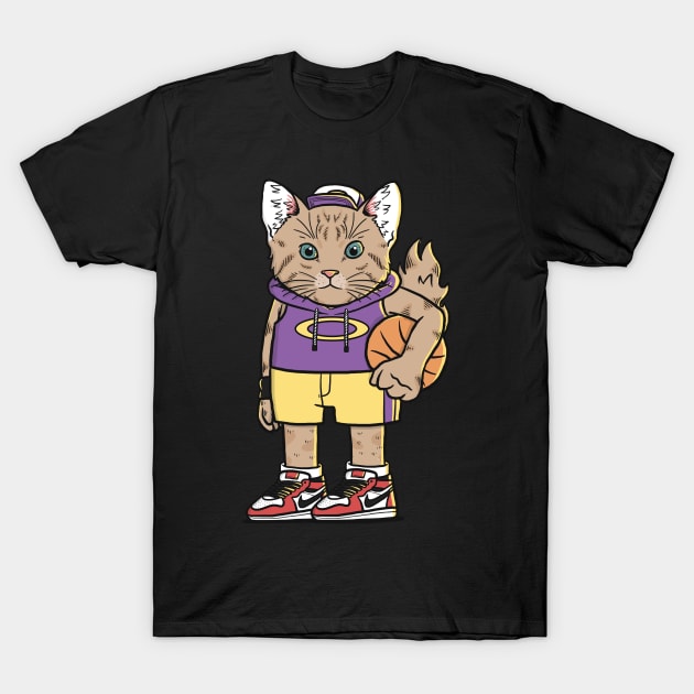 Basketball Cat Sport Club T-Shirt by Cat Lover Studio